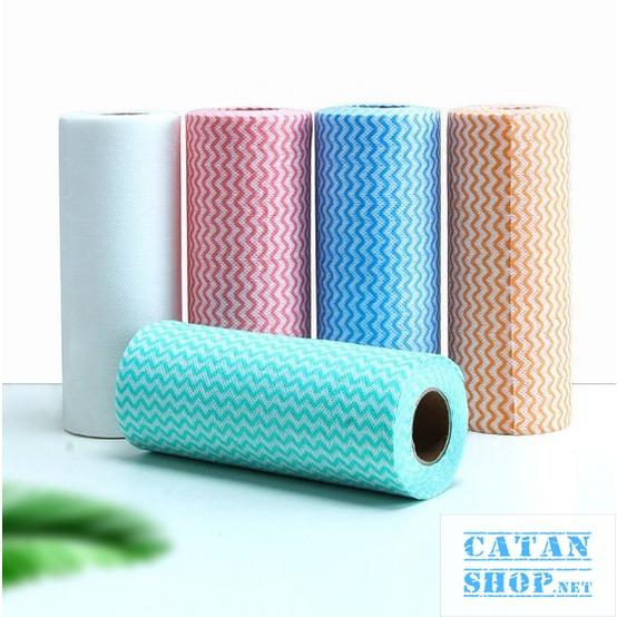 Giấy cuộn đa năng, khăn lau bếp, lau bàn , lau tay có thể giặt và tái sử dụng cuộn 20cm và 25cm dạng sóng màu