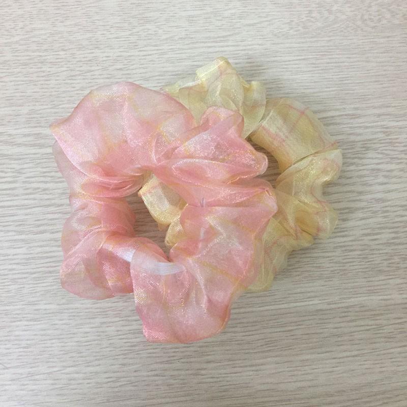 Dây buộc tóc Scrunchies bóng ánh kẻ size nhỏ EAFIT009