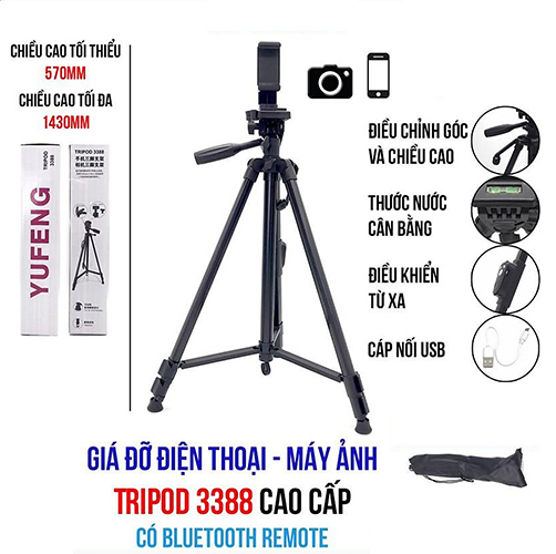 Giá đỡ 3 chân Tripod 3388 dành cho Điện thoại,Máy ảnh, camera + Quà tặng đặc biệt