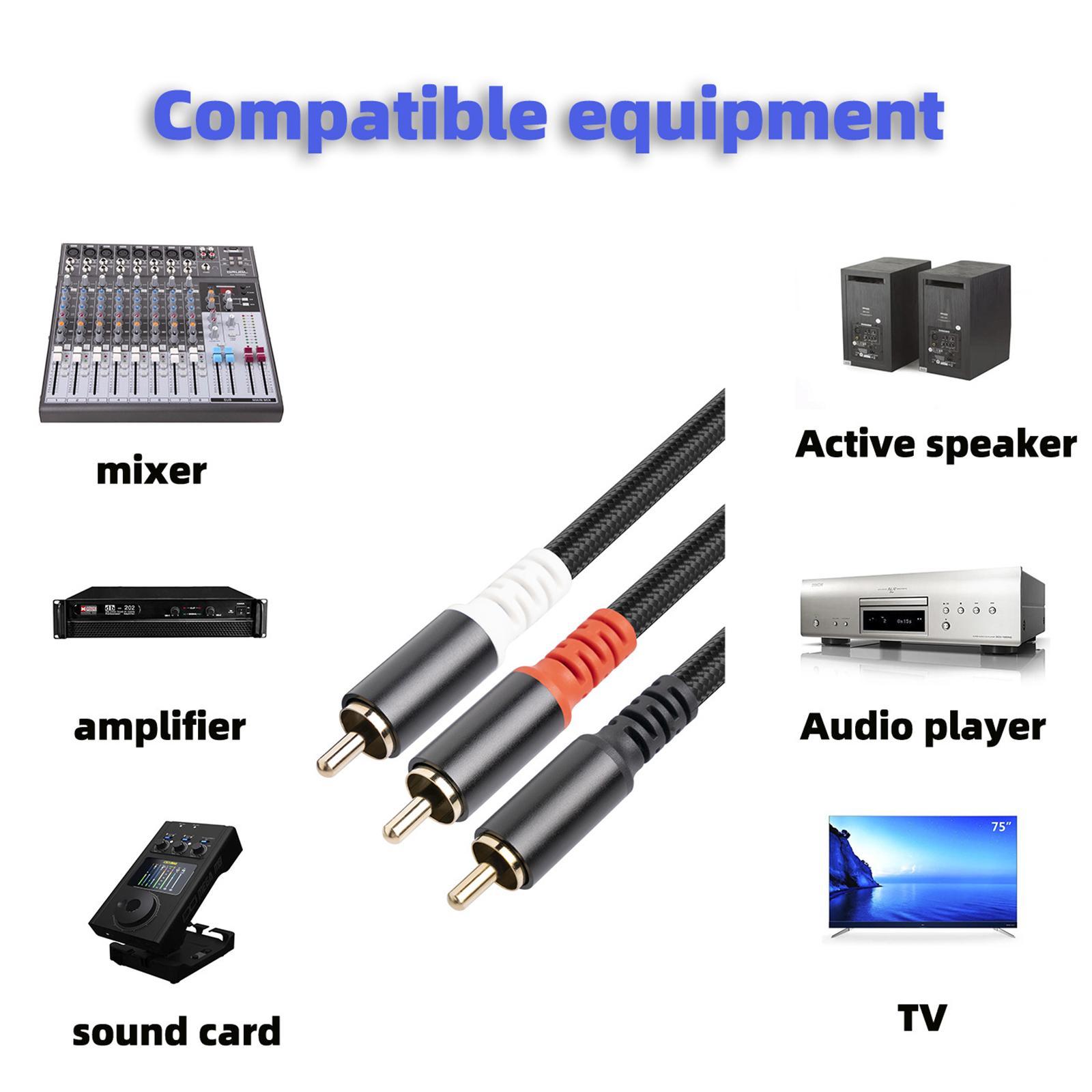 RCA to 2RCA Subwoofer Cable,1 RCA Male to 2 RCA Male Audio Cable RCA Y Adapter Stereo Plug Phone Headphone Output to Home Audio System