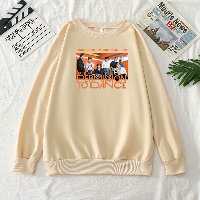 2022 ใหม่เสื้อกันหนาว KPOP BTS Permission to Dance เดียวกันเสื้อผ้าฝ้าย Plus ขแฟชั่นคู่ streetwear ลำลองแขนยาว