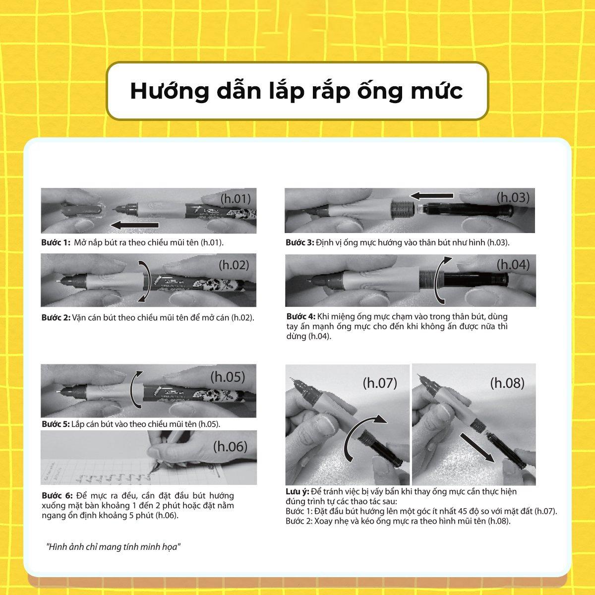 Bút Máy Chipy - Thiên Long FTC-020 - Thân Hồng - Mực Tím