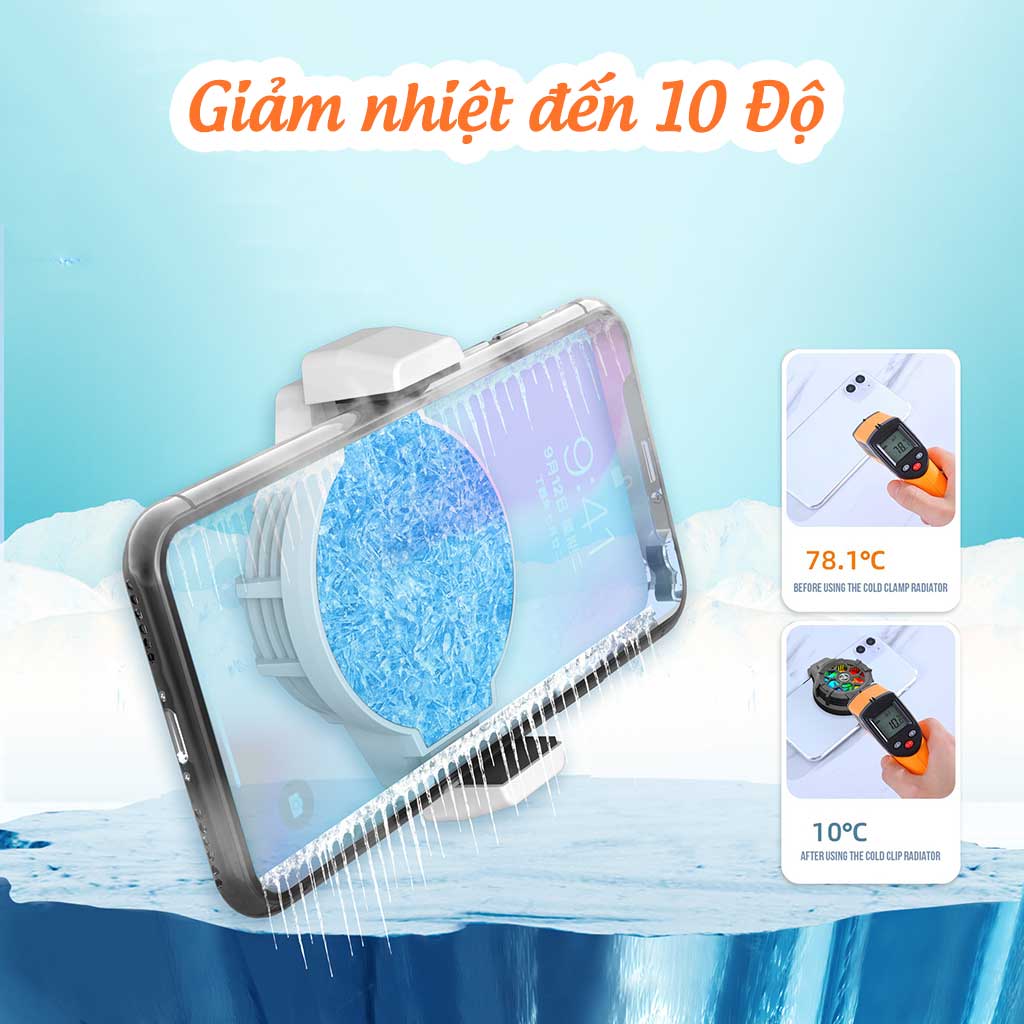 Quạt tản nhiệt điện thoại gaming sò lạnh PIX-LINK P10 làm mát điện thoại giảm nhiệt độ khi chơi game Pubg FF Liên Quân Mobile Tốc Chiến Mobile - Hàng chính hãng