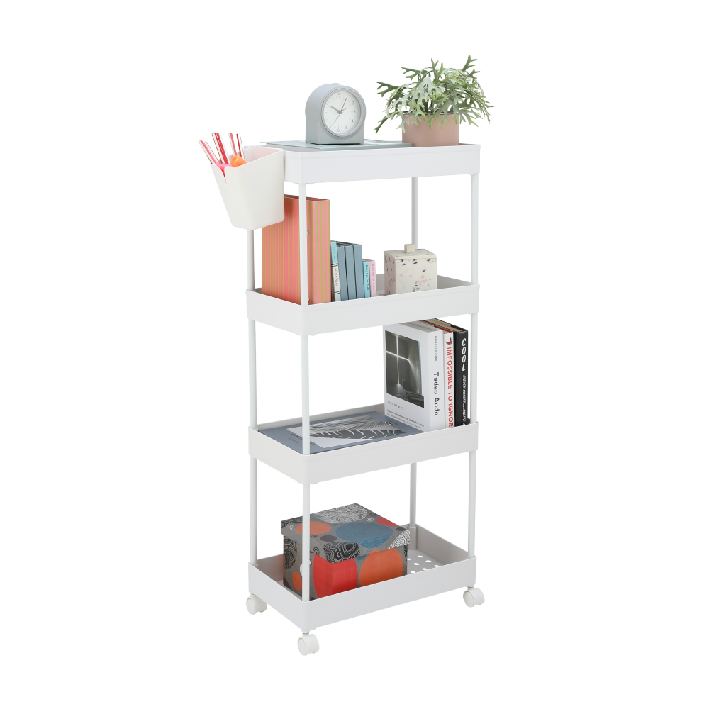 Kệ đa năng 4 tầng SPEED CART khung thép kết hợp bánh xe di chuyển tiện lợi, mặt nhựa ABS trắng cao cấp kèm giỏ treo mini | Index Living Mall - Phân phối độc quyền tại Việt Nam