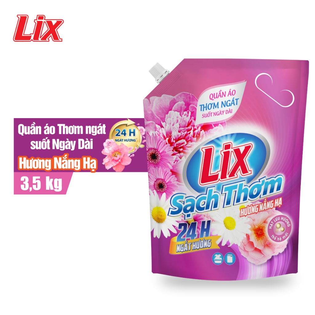 COMBO 2 túi nước giặt Lix sạch thơm hương nắng hạ (2 túi x 3.5kg) N7303