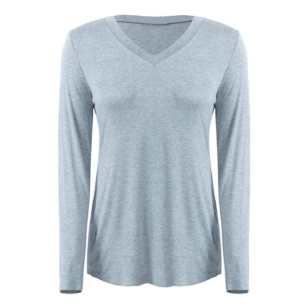 New Fashion Women T-shirt Solid Color V Neck Short Sleeve Rounded Hem Long Casual Party Wear Summer Tops