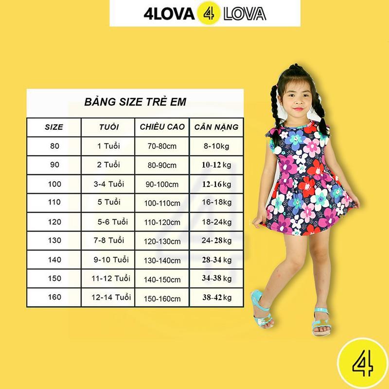 Bộ quần áo thun cộc tay cho bé gái 4LOVA phối chữ cá tính mùa hè chính hãng từ 8 – 40kg