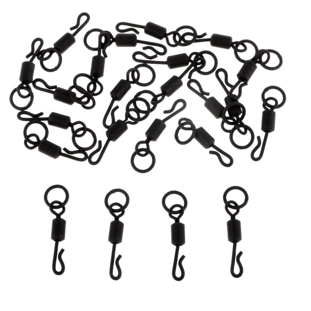 25pcs Matte Black Carp Fishing Quick Change Swivel with Ring