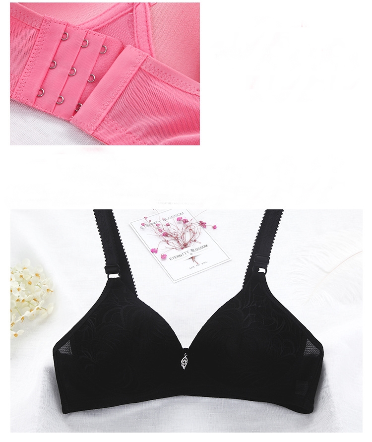 Áo lót trơn không gọng mút đệm vừa cotton thêu vân gân lá