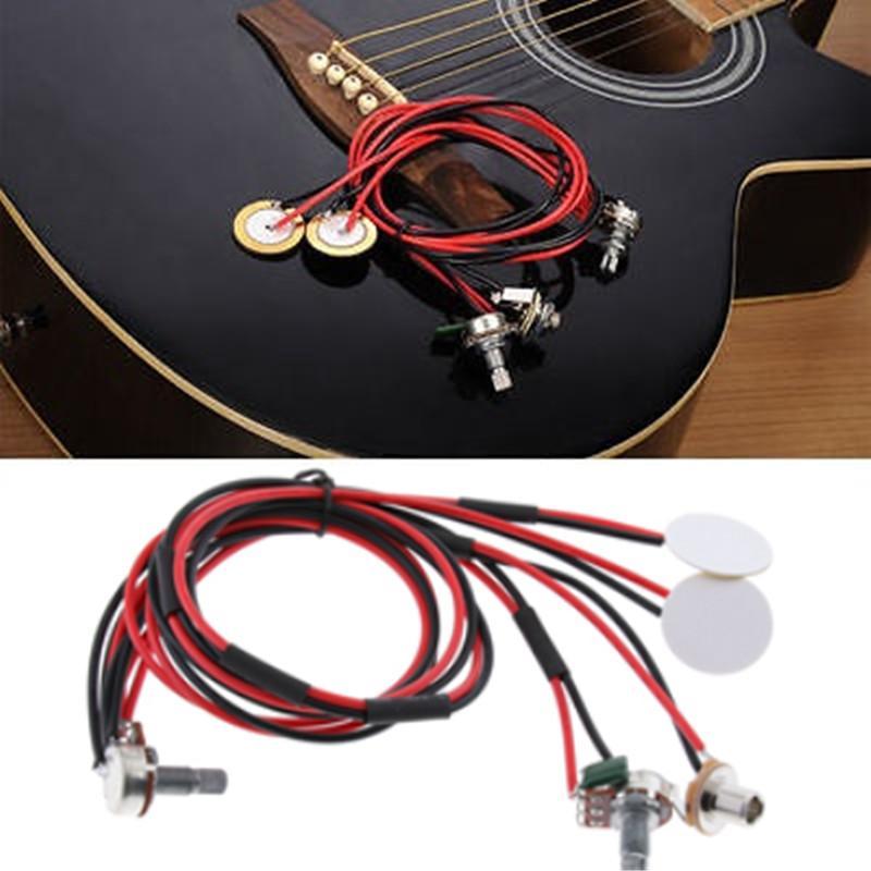 Guitar Dual Piezo Pickup 6.35mm Jack for Acoustic Folk Guitar Ukulele