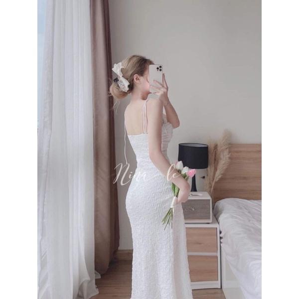 ĐẦM 2 DÂY THẮT NƠ XỐP KÈM ÁO KHOÁC