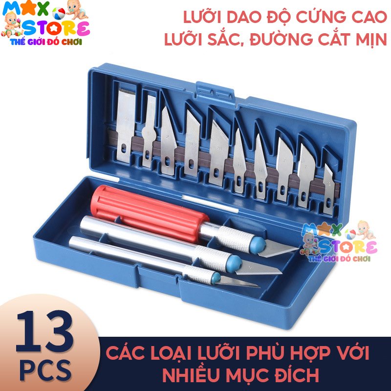 Bộ Dao Tỉa 13 Chi Tiết Đa Năng Cắt Xốp, Chai Lọ Nhựa, Bìa Carton Làm Thủ Công