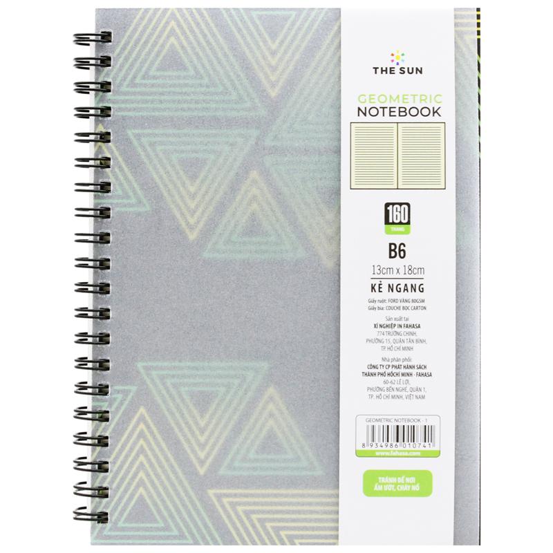 Sổ Lò Xo Bìa Cứng Geometric B6 - Kẻ Ngang - 160 Trang 80gsm - The Sun 01