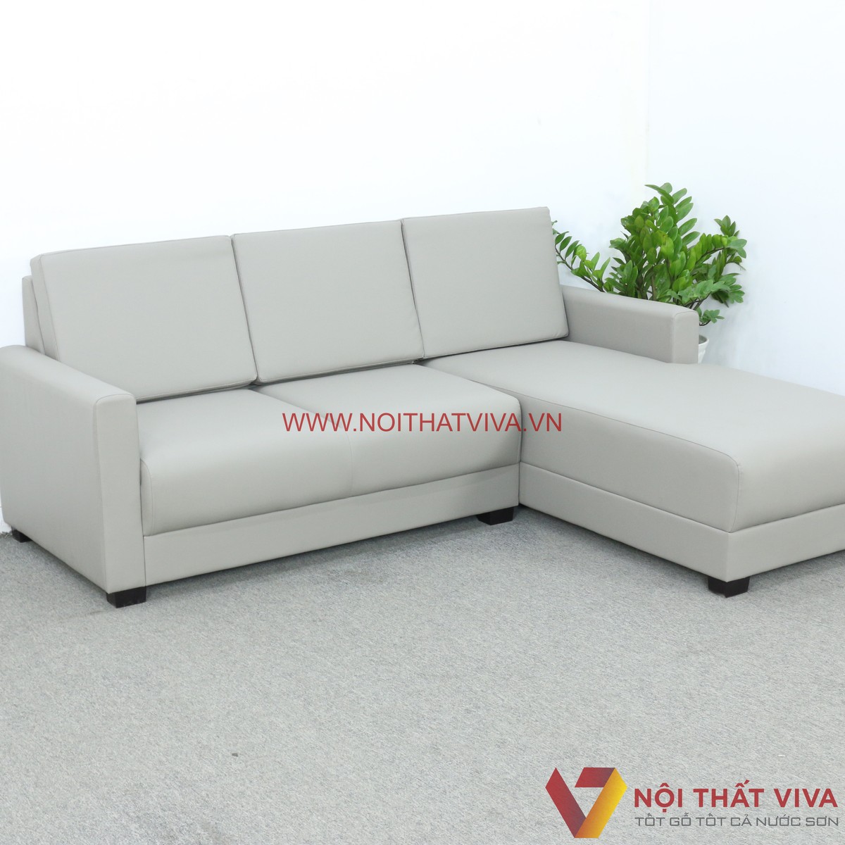 Bộ Sofa Nệm Phòng Khách Góc L Màu Ghi Xám Đẹp Hiện Đại Giá Rẻ