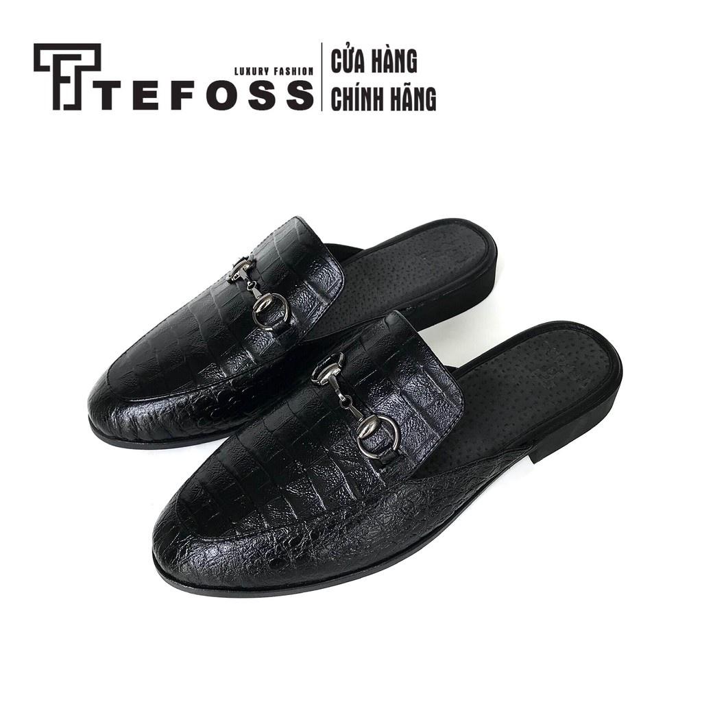 Giày sục nam TEFOSS Mules shoe da Pu in vân cá sấu cao cấp size 38-43