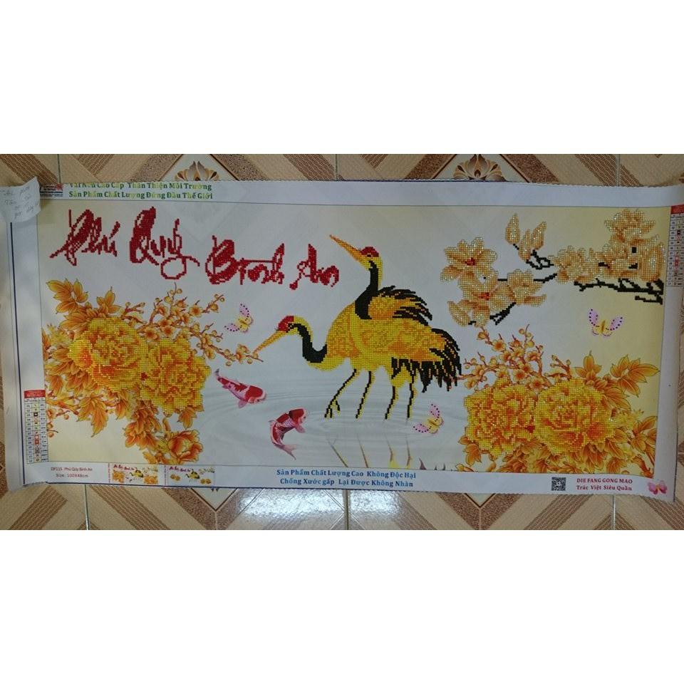 Tranh Đính Đá PHÚ QUÝ BÌNH AN . Kích Thước: 1m x 48cm