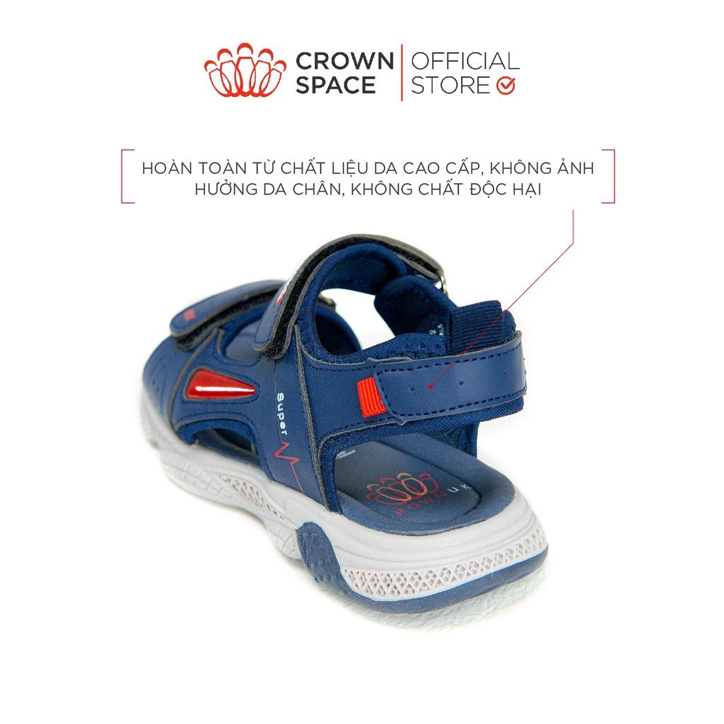 Dép Quai Hậu Sandal Bé Trai Đi Học Đi Chơi Crown Space Cao Cấp CRUK556 - Nhẹ Êm, Chống Hôi Chân Màu Xanh Size 26-35