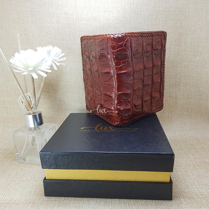Ví Nam Da cá sấu LuxLeather LM2102 Đan Viền thủ công - Hai mặt - Kiểu đứng - Da lưng