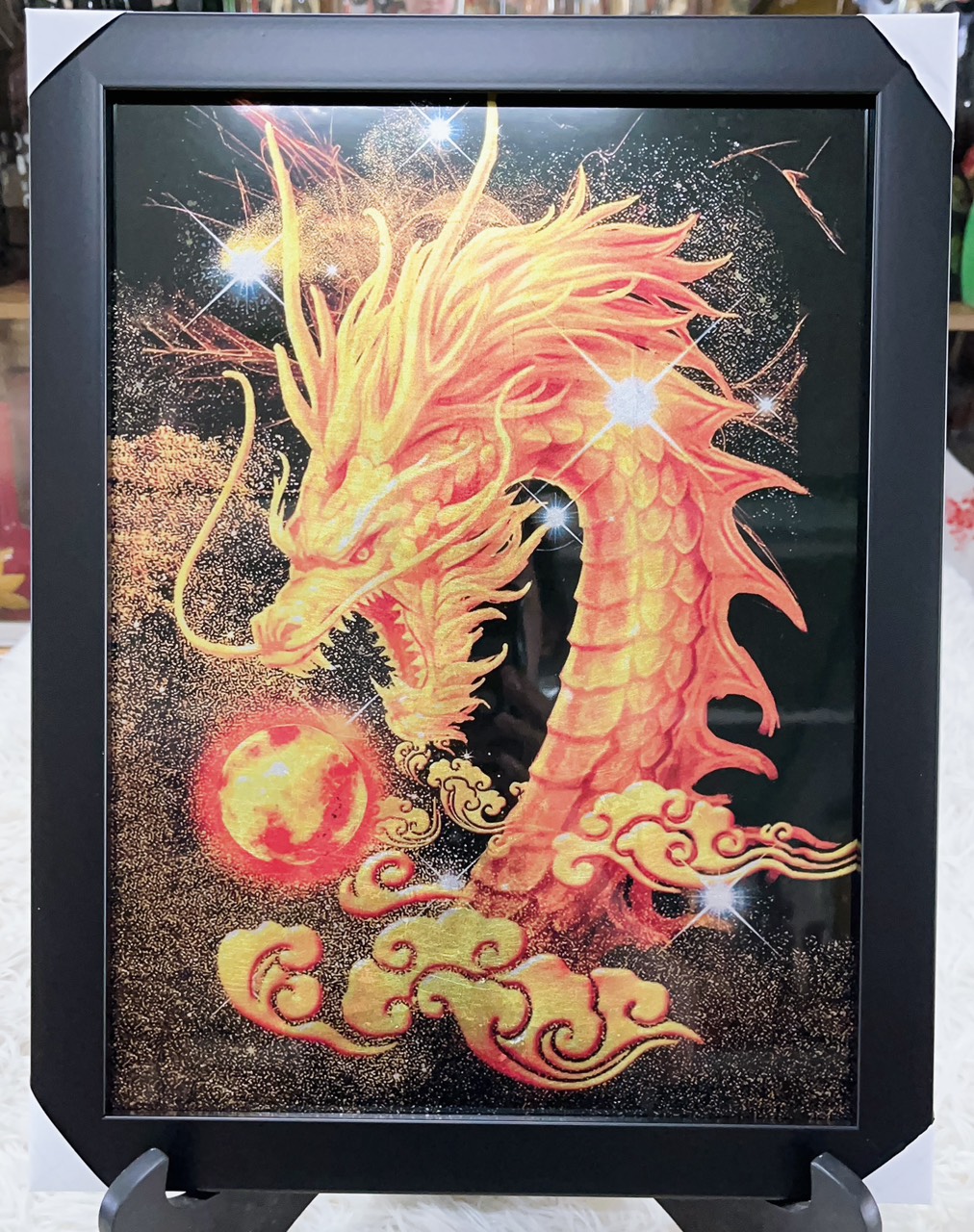 Tranh sơn mài vẽ màu kết hợp dát vàng/ bạc, hàng xuất khẩu 34x45cm ( kèm khung)