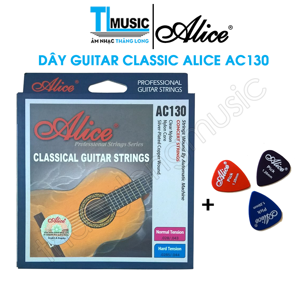 Bộ 6 Dây Đàn Guitar Classic Alice AC130 ( Kèm 3 Pick Gảy Alice )