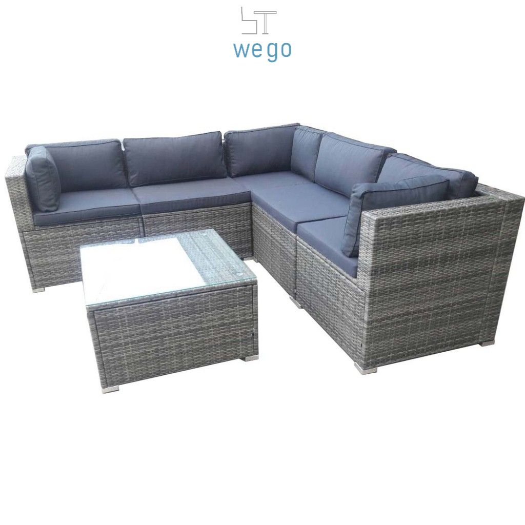 WEGO BỘ SOFA MÂY NHỰA NGOÀI TRỜI/ BỘ SOFA SÂN VƯỜN 5 CHỖ NGỒI//Outdoor Furniture Rattan Chair Sofa Set Balcony Table Garden Sofa 3 seater