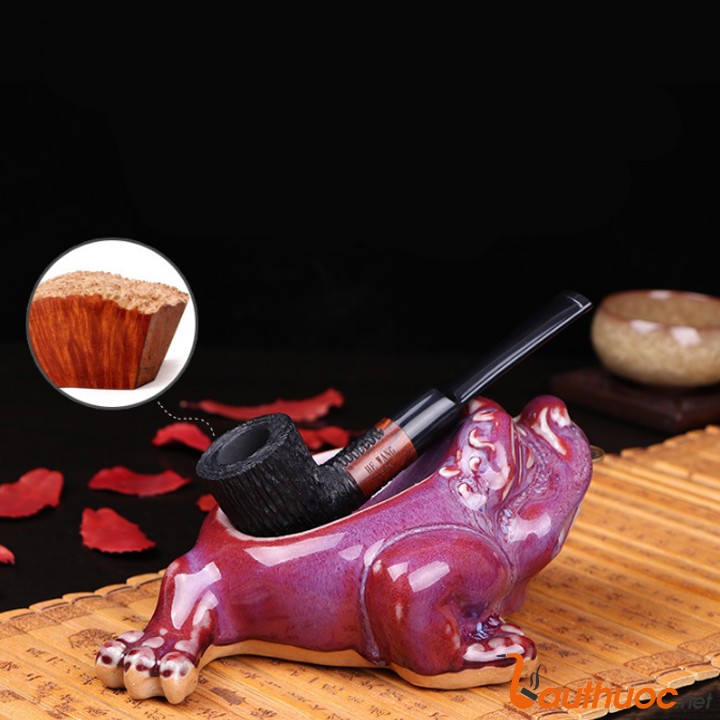 Tẩu thuốc gỗ Sherlock Holmes gỗ thạch nam hút thuốc sợi 1606E