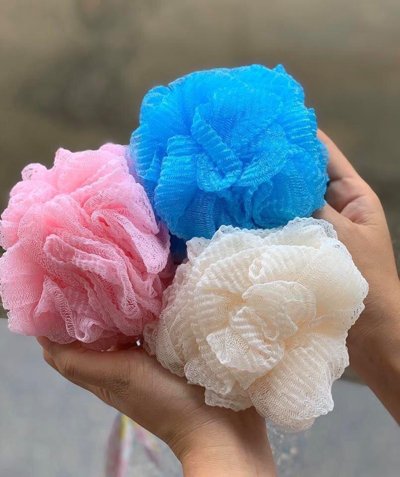 Combo 03 bông tắm tròn tạo bọt mịn Okazaki hàng nhập khẩu Nhật Bản