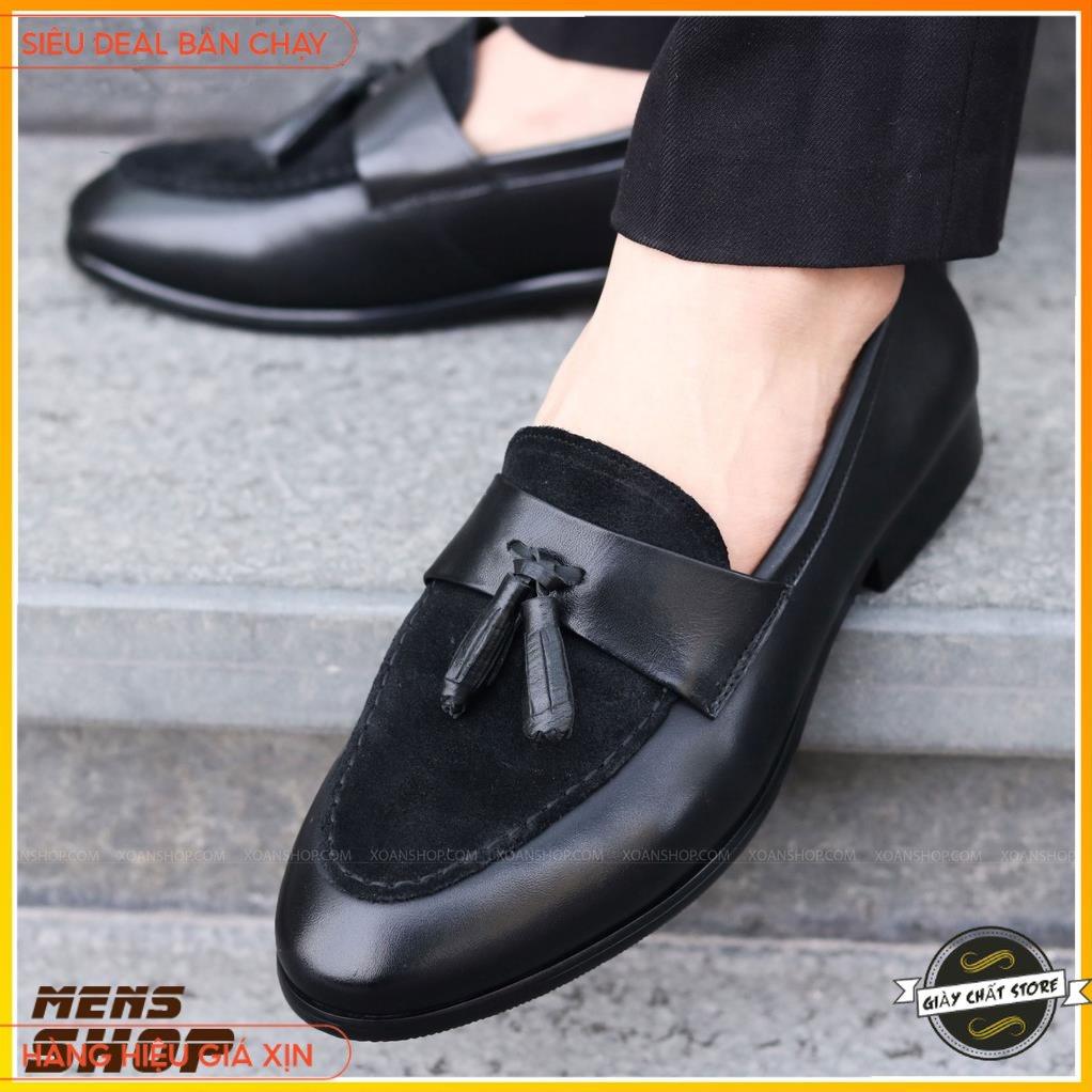 Giày tây nam Penny Loafer mặt da lộn gắn lơ chuông kiểu dáng siêu ấn tượng | Đế cao 3 cm