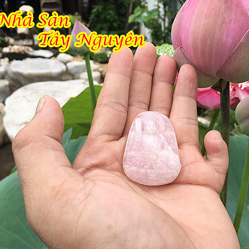 Mặt Dây Chuyền Hình Phật Văn Phù Bồ Tát Thạch Anh Hồng MDC – vật phẩm phong thủy tài lộc, may mắn, bình an