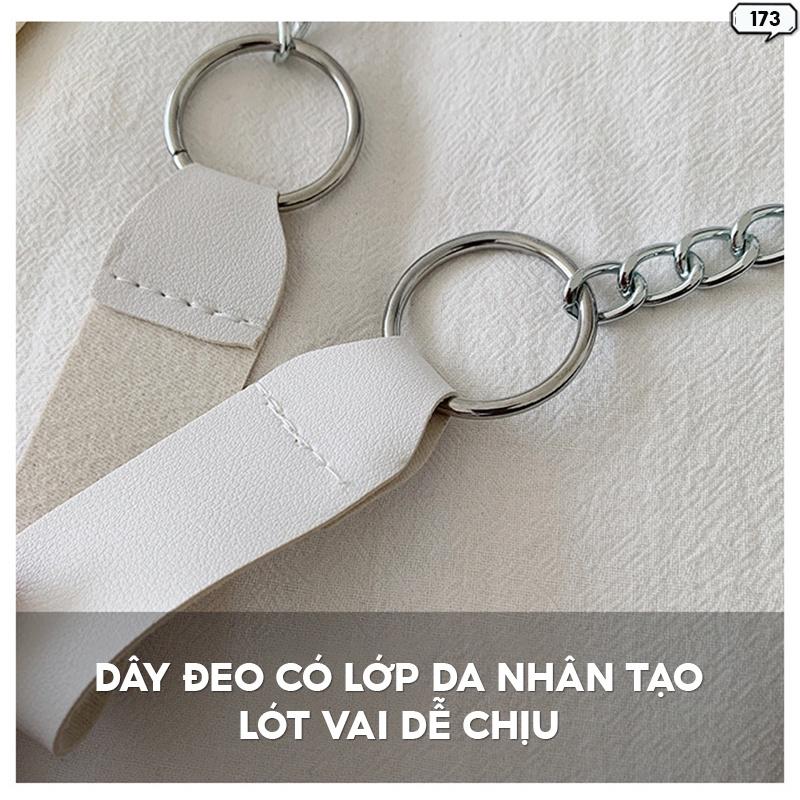 Túi Xách Nữ Da Pu Cao Cấp Size 23 Có Quai Đeo Vai Thời Trang Màu Trắng Đen 173