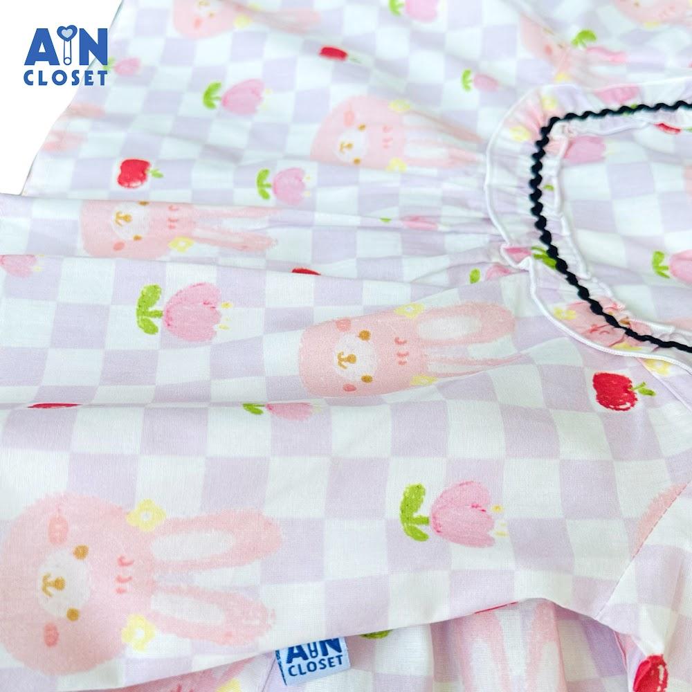 Bộ quần áo Ngắn bé gái họa tiêt Thỏ Tulip Hồng Cotton - AICDBGMYPEME - AIN Closet