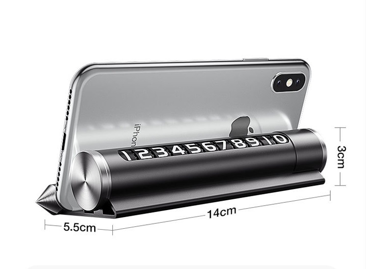 Bảng số điện để taplo ô tô kiêm giá đỡ điện thoại, tinh dầu, búa thoát hiểm 4in1