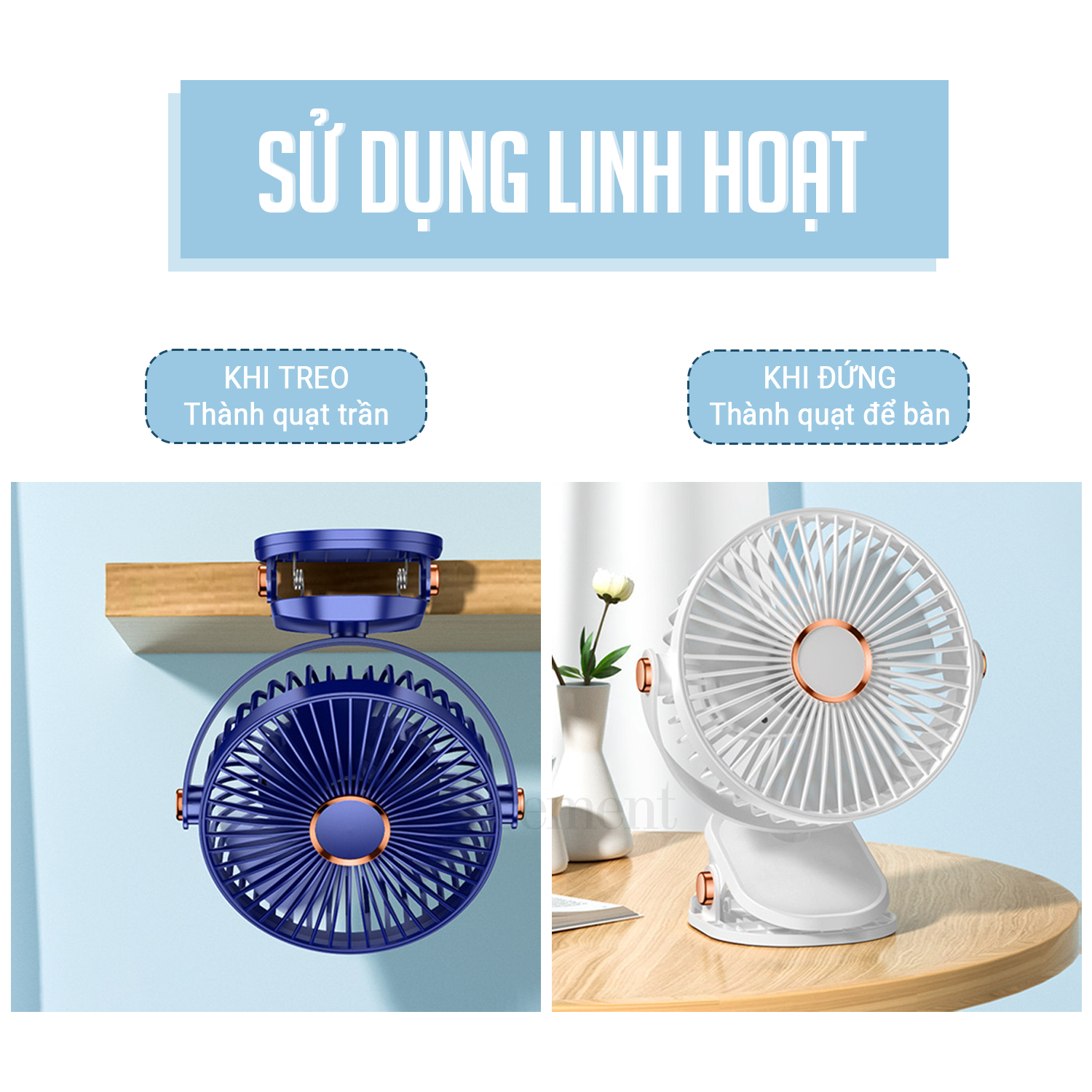 Quạt Mini Để Bàn , Quạt Tích Điện Tích Hợp Đèn Ngủ, Quạt Kẹp Bàn Besti- Quạt Cầm Tay 3 Tốc Độ, Điều Chỉnh Hướng Gió 360 Độ, Không Gây Ồn, Pin Sạc Dung Lượng Cao - Hàng Chính Hãng