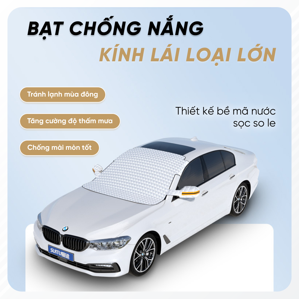 Bạt Che Nắng Kính Lái Xe Ô Tô | Bạt Che Nắng Kính Lái Trước Loại Lớn Có Chụp Tai Gương, Chống Tia UV, Cách Nhiệt Cực Tốt, Bảo Vệ Nội Thất Xe Khỏi Tác Hại Từ Môi Trường