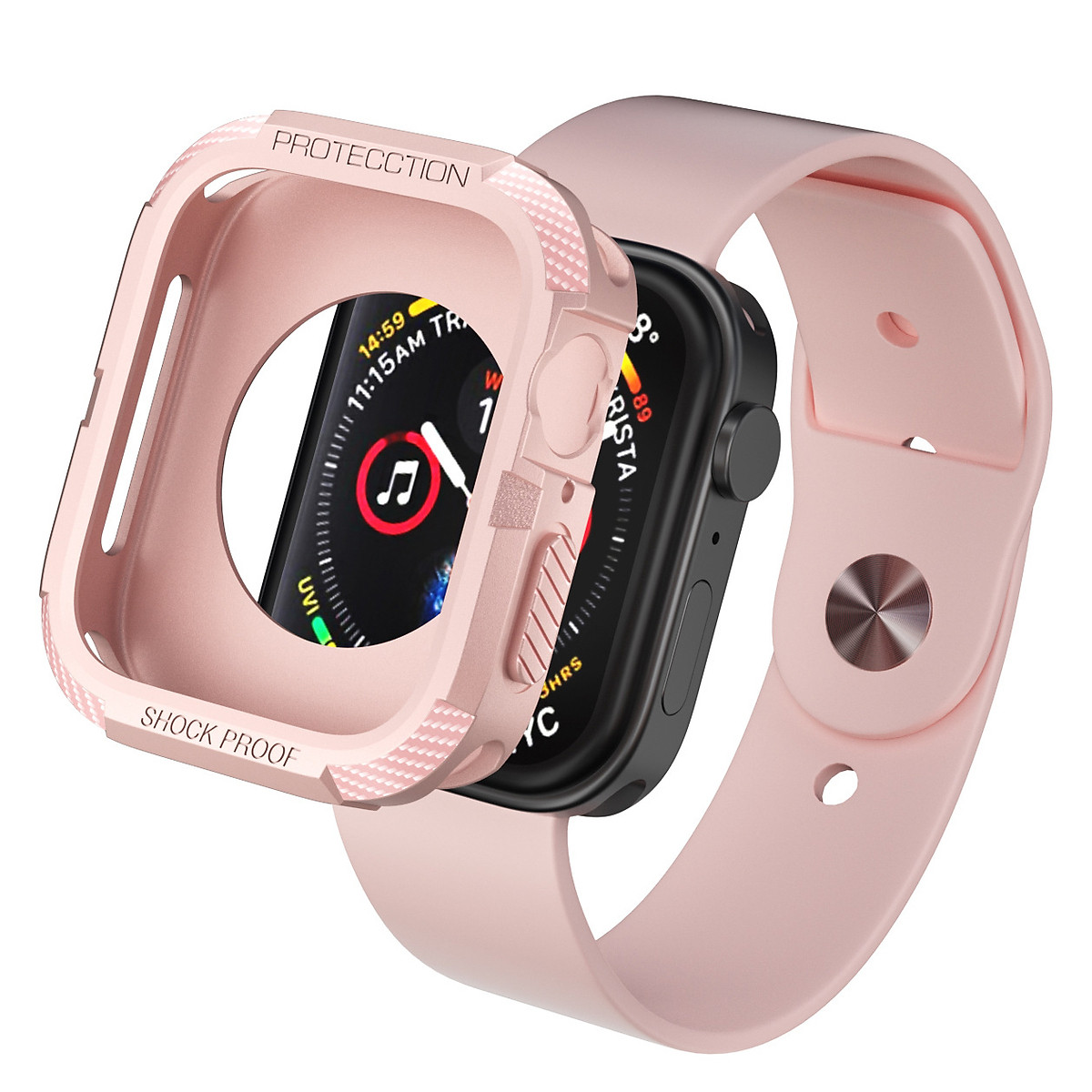Ốp Case Chống Shock Chống Va Đập Carbon Cho Apple Watch Series 4 5 6 Se 7 8 9 Size 40414445Mm - Hàng Chính Hãng - 4041Mm - Hồng