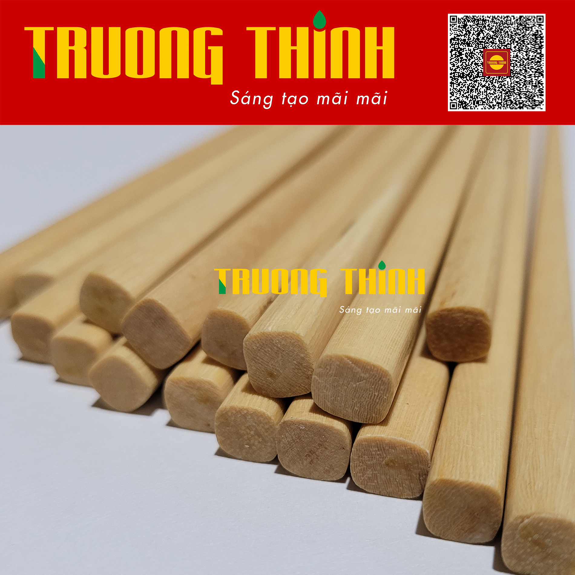 Đũa Dùng Ăn Gỗ Xương Gà Thương Hiệu TRƯỜNG THỊNH - Loại Gói - 10 Đôi Vuông Trơn.