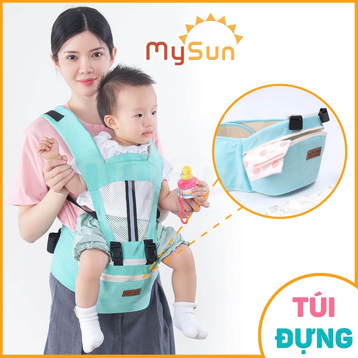 Đai địu cho trẻ em bé 1 2 3 tuổi ngồi đi xe máy an toàn MySun