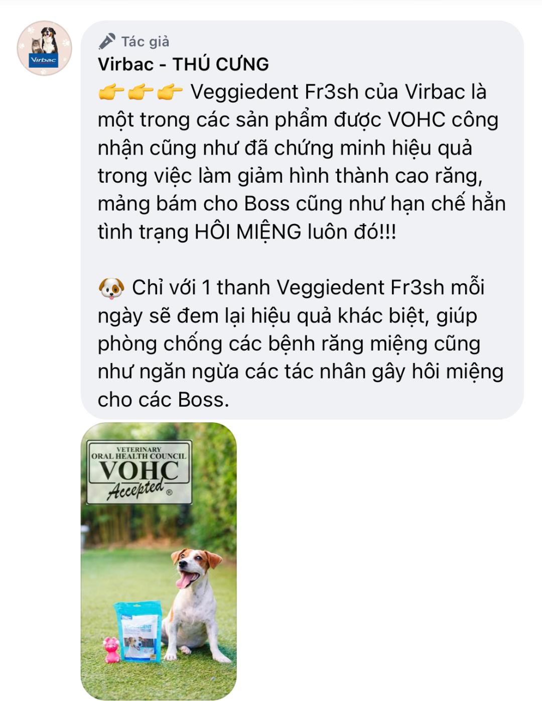 1 thùng (10 gói) Veggiedent sạch răng, thơm miệng, giảm cao răng cho chó (Virbac)