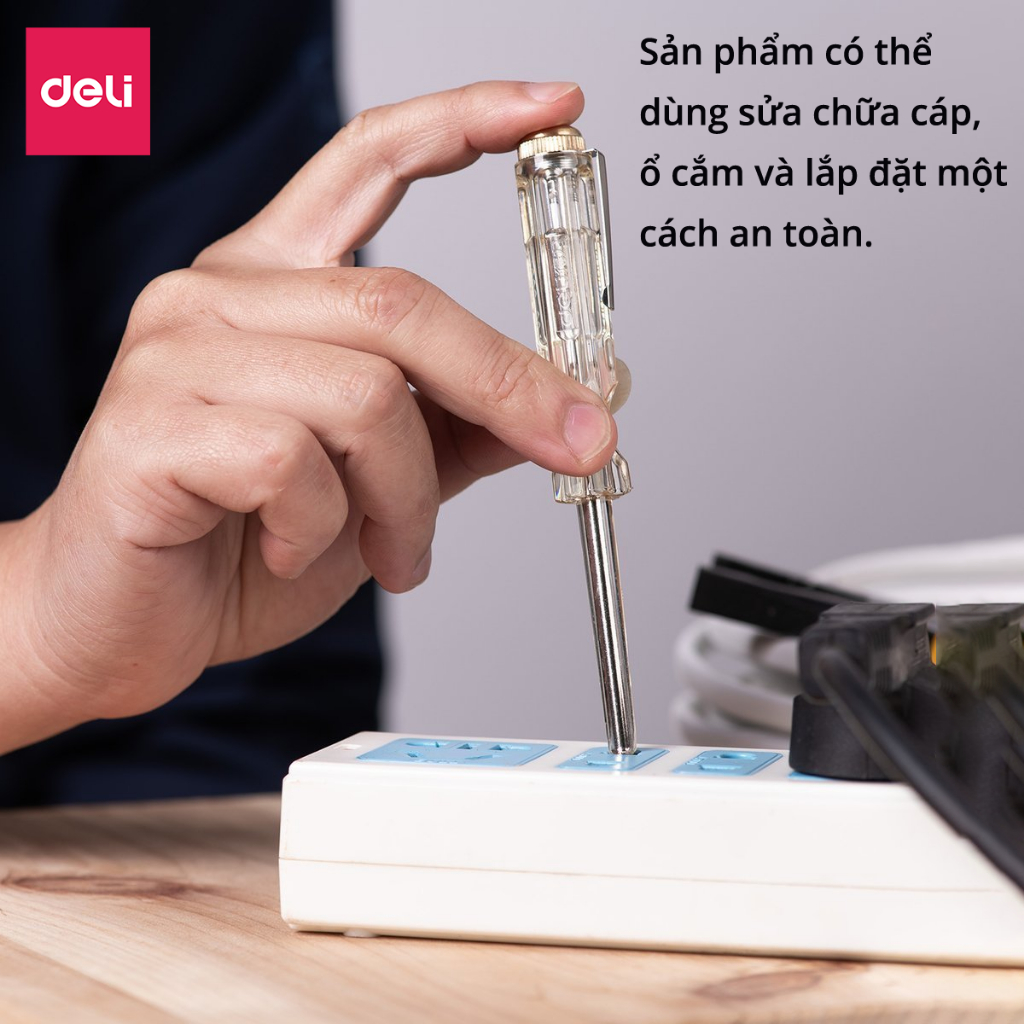 Bút Thử Điện 100-500V Deli Chính Hãng - Nhỏ Gọn, Tiện Lợi, Không Tiếp Xúc An Toàn Sử Dụng Đa Chức Năng