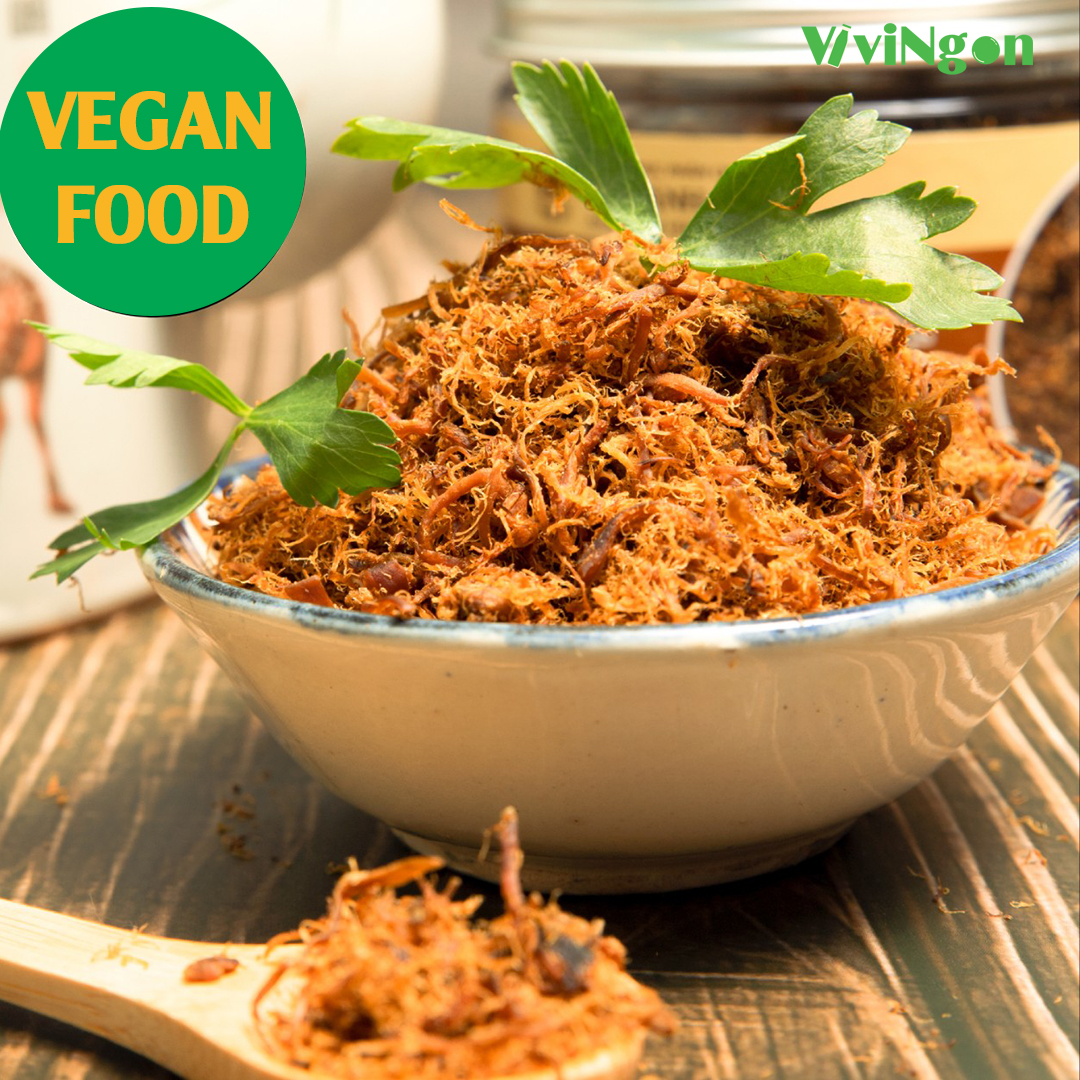 Chà bông Nấm Hương chay - Ruốc Nấm Hương chay - Hộp 80g - Đóng hộp sang trọng an toàn - ViviNgon- Thơm ngon ngọt đậm vị theo xu hướng plant based