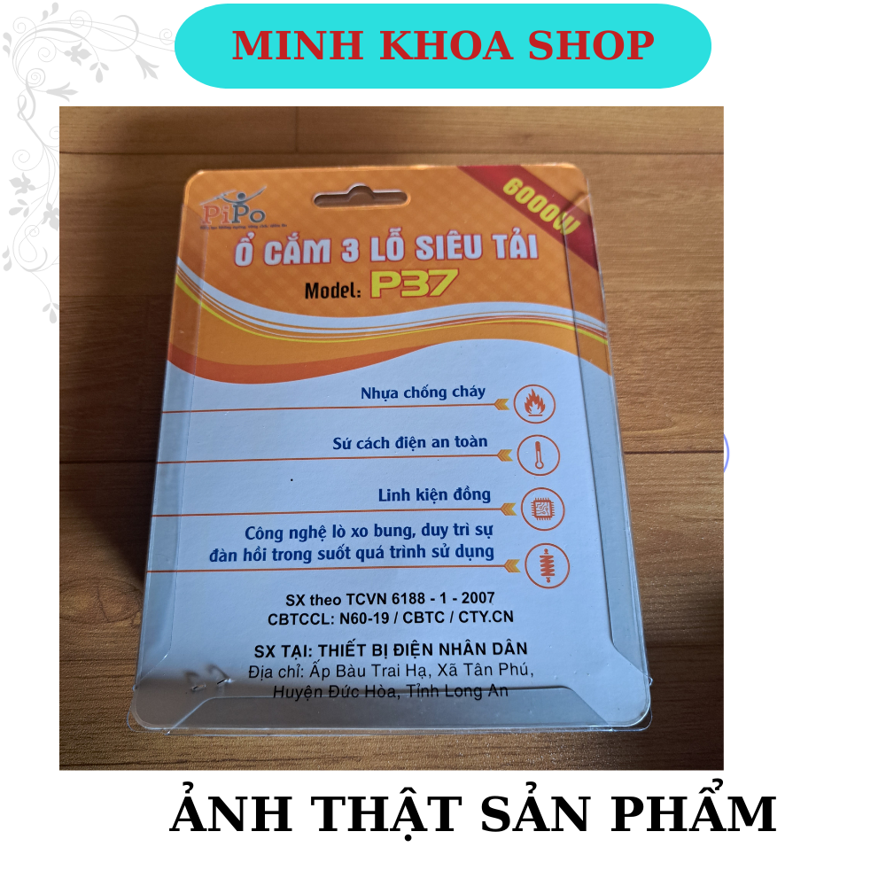 Ổ Điện không dây, ổ điện 3 lỗ PIPO P37 siêu chịu tải 6000w,hàng chính hãng