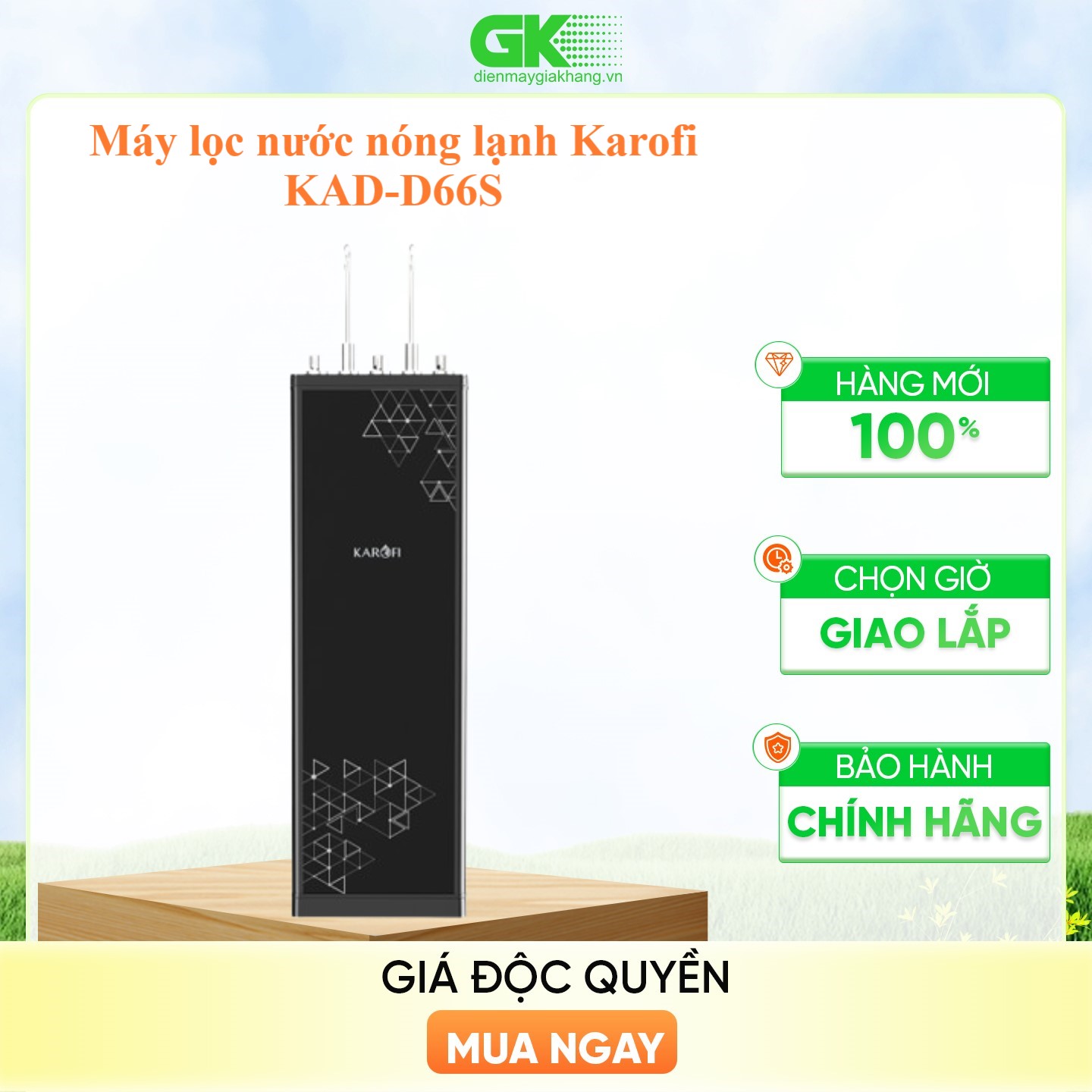 Máy lọc nước Karofi KAD-D66S (RO) nóng lạnh 11 lõi lọc 2 vòi - Hàng chính hãng (chỉ giao HCM)