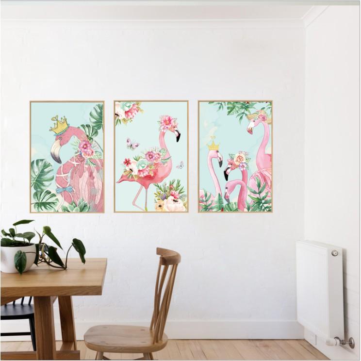 Decal trang trí tường - 3 khung ảnh Cò Hồng phong cách hiện đại