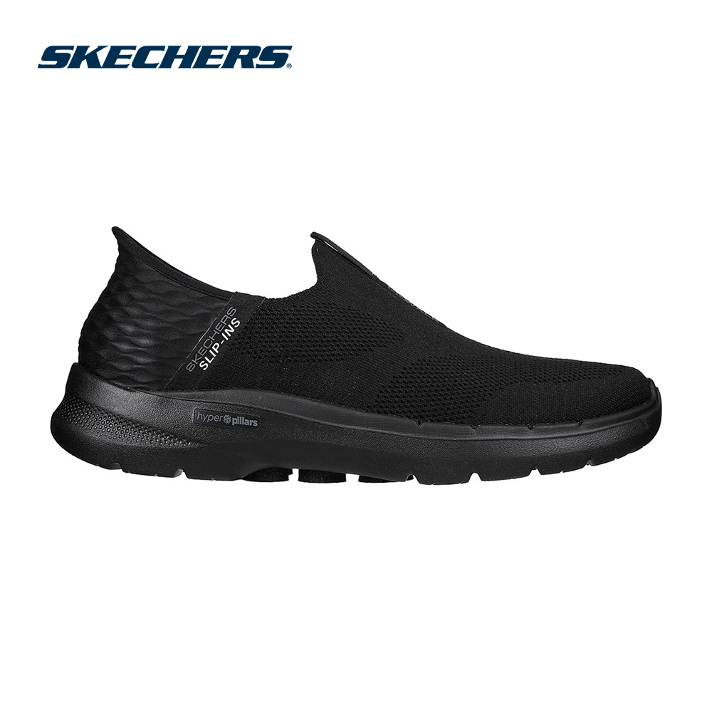 Skechers Nam Giày Thể Thao Xỏ Chân Đi Bộ Tập Gym, Thường Ngày, Đi Học, Đi Làm Slip-Ins GOwalk 6 Easy On Walking Air-Cooled Memory Foam Dual-Density, Hyper Pillar Technology, Ortholite, Ultra Go - 216278-BBK