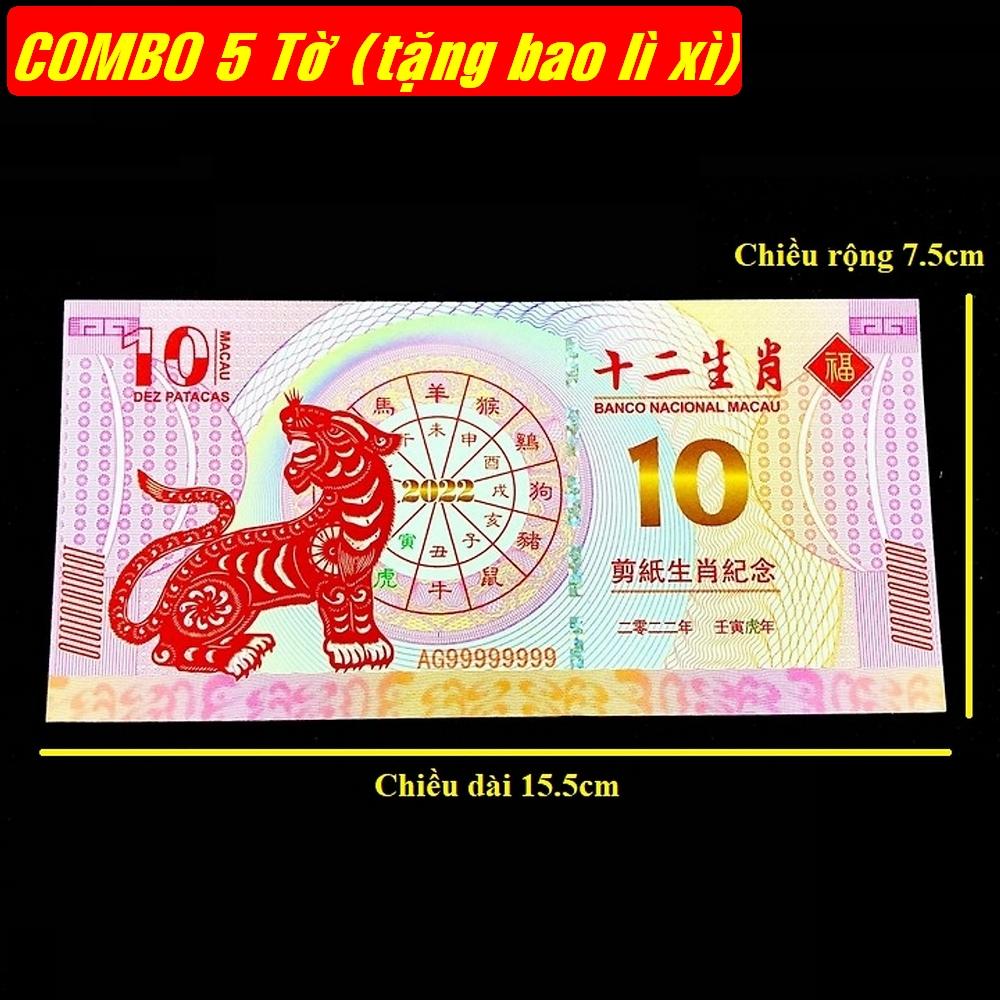 Combo 5 tờ Tiền Macao 10 con Cọp tài lộc lì xì Tết