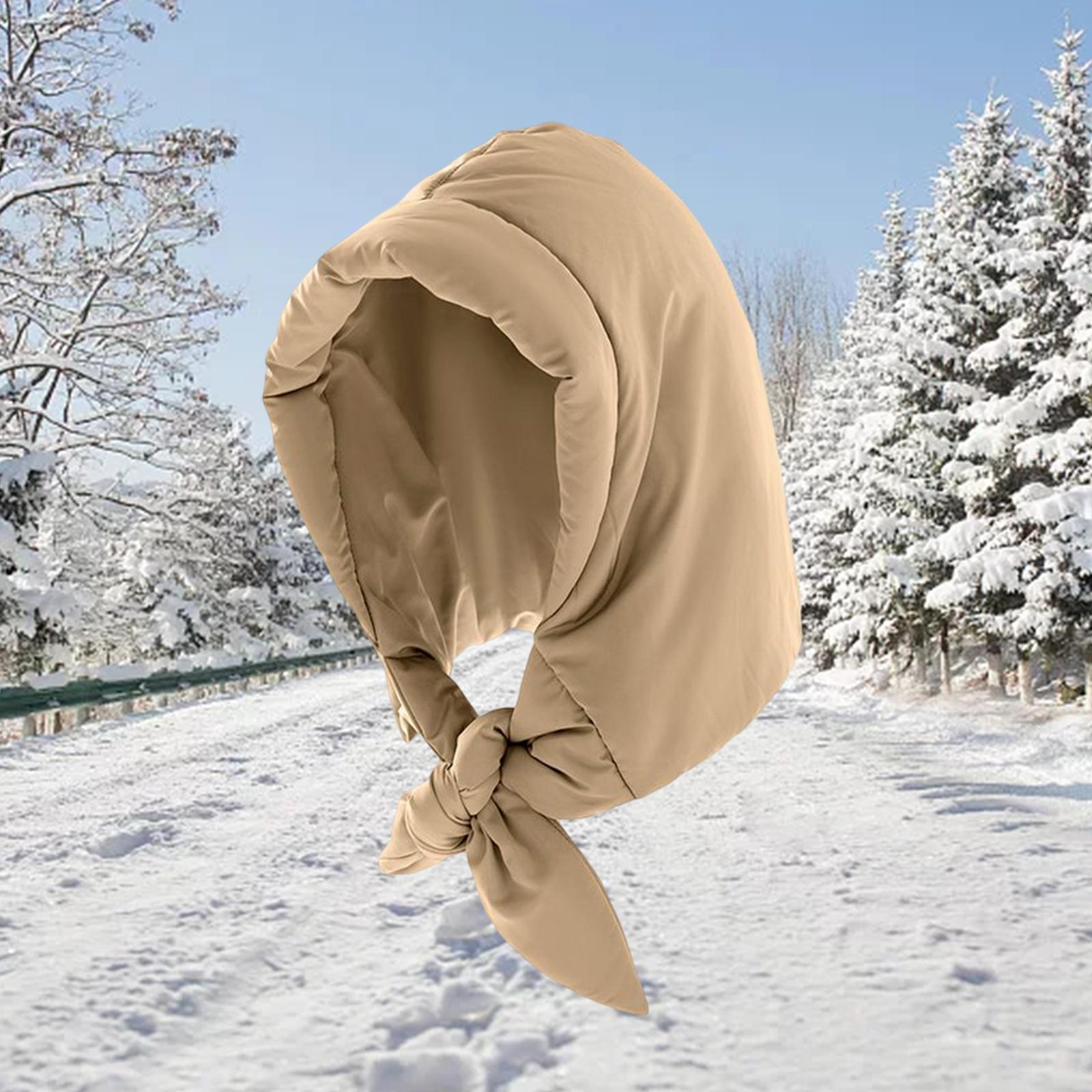 Women Quilted Headscarf Down Hat Windproof Neck Scarf Light and Warm Scarf