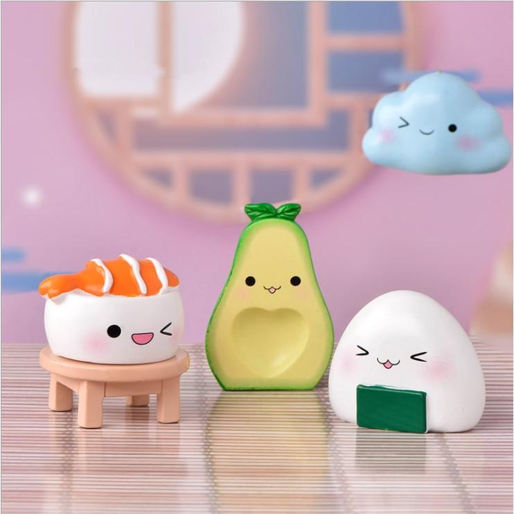 HN * Charm búp bê cảm xúc hình quả bơ, răng sâu, cơm bento, mây sét cho các bạn trang trí tiểu cảnh, terrarium, DIY
