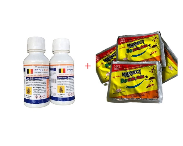 Combo 1Lọ Proly 2.5CS 100ml phun xịt xử lý ruồi, diệt ruồi hiệu quả + 02 gói Chế phẩm Maxsect diệt kiến, gián hiệu quả