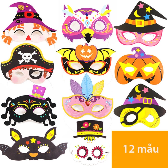 Mặt Nạ Hóa Trang Chủ đề Halloween cho bé mầm non eva (có dây đeo)