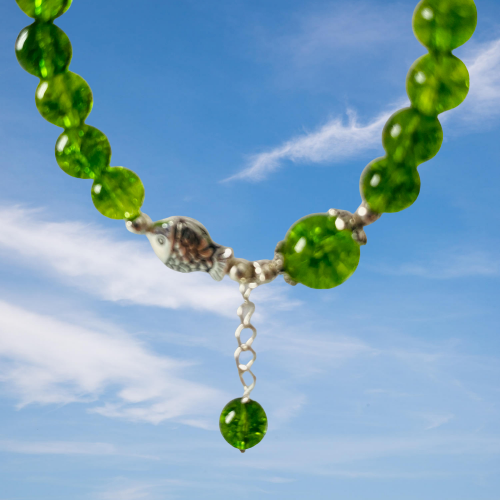 HCM- VÒNG TAY ĐÁ PERIDOT TỰ NHIÊN BẠC 925